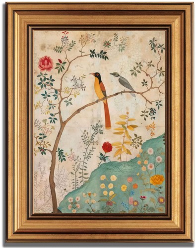 Gold framed vintage floral - gold,