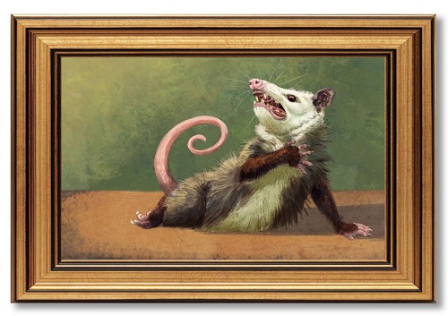 Gold framed funny opossum - gold,